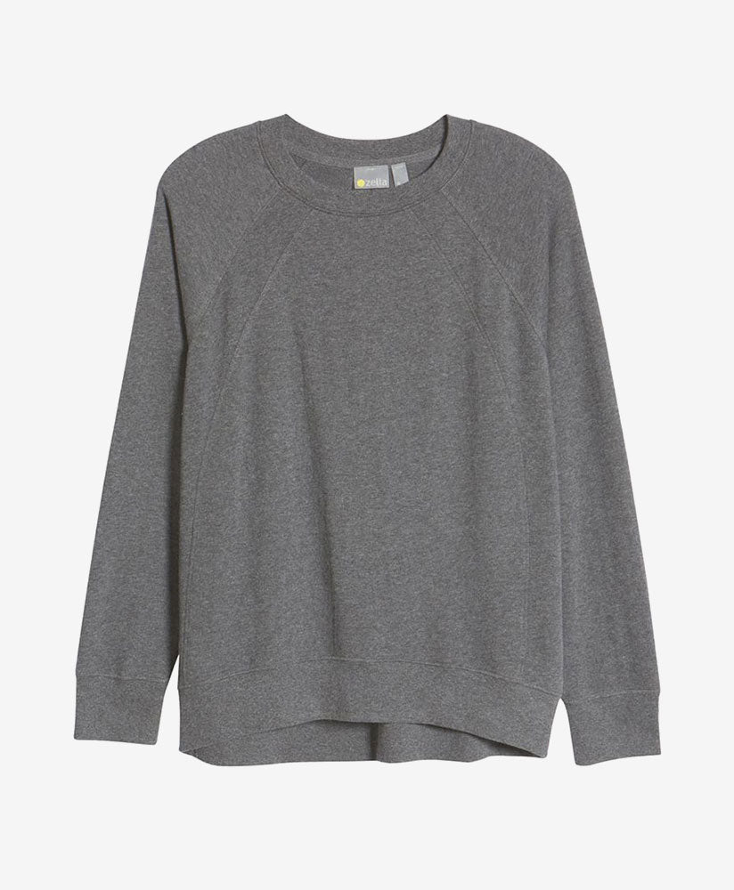 Grey Melange Cashmere Raglan Sweater