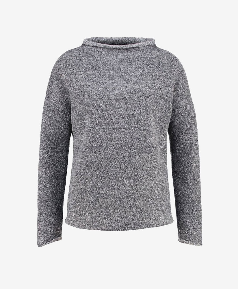 Grey Melange Cashmere Raglan Sweater